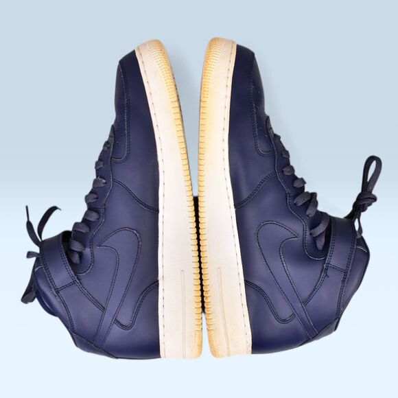 Nike Trainers Mens Size US 13 Air Force 1 Mid Obsidian Blue White Leather Shoes - Picture 5 of 9